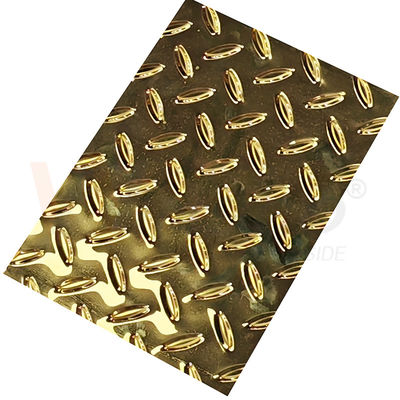 品質  Rice Grain Diamond Embossed Stainless Steel Sheet Anti Skid Plate With Titanium Gold Color 工場