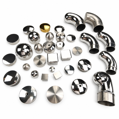 品質  SUS 201 304 316 Stainless Steel Round and Square Tube End Caps for Handrails 工場